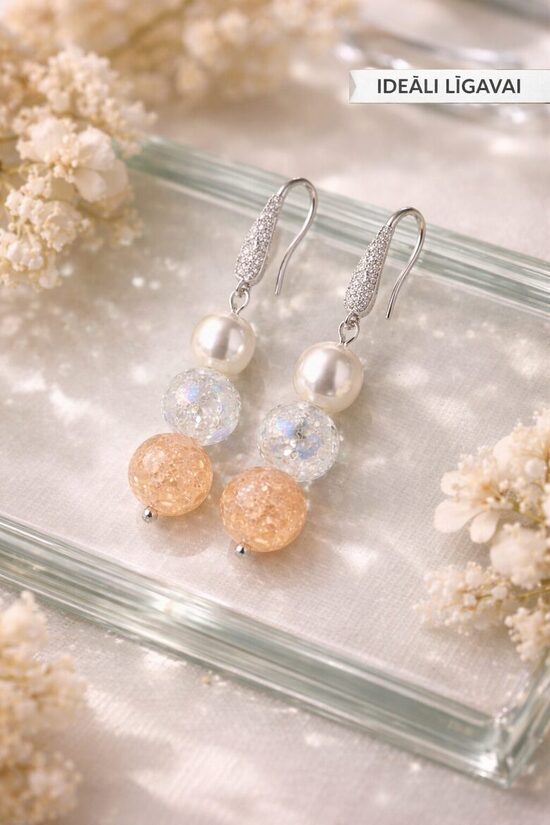 Dabīgo pērļu auskari "Trīs mirdzumi"